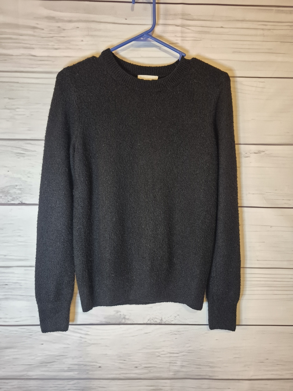 H&M Women's Black Crewneck Textured Fuzzy Knit Sweater Small